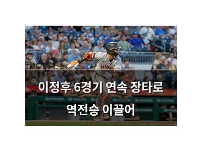 이정후 6경기 연속 장타로 역전승 이끌어