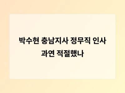 박수현 충남지사 정무직 인사 과연 적절했나