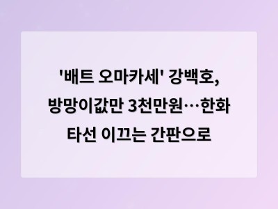 '배트 오마카세' 강백호, 방망이값만 3천만원…한화 타선 이끄는 간판으로