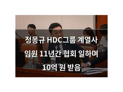 정몽규 HDC그룹 계열사 임원 11년간 협회 일하며 10억 원 받음
